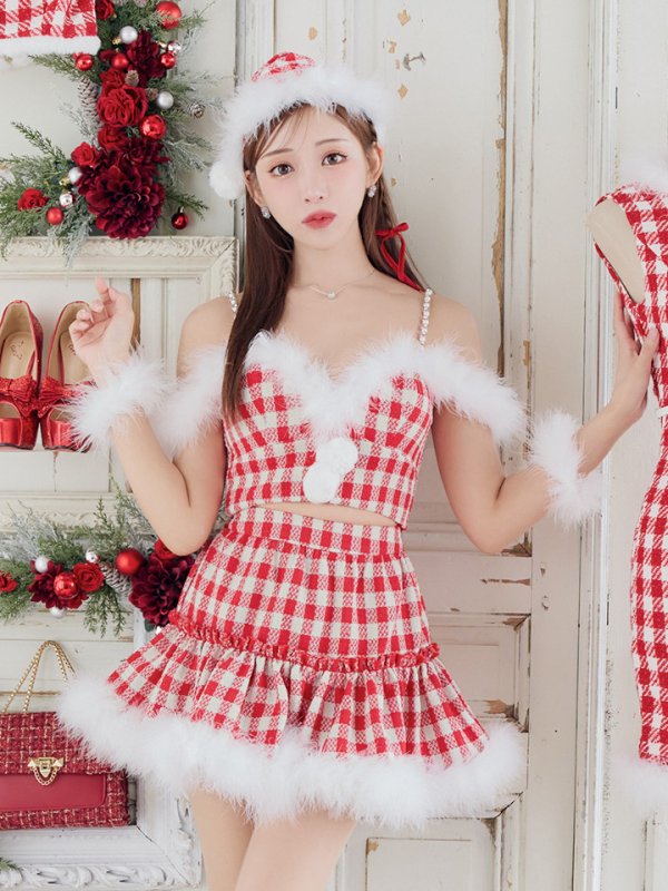 画像26: 【ノベルティ対象】【即日発送！】【サンタコス 5点セット】【XS-XLサイズ/2カラー】ギンガムチェックフレアサンタ[YMT] (26)