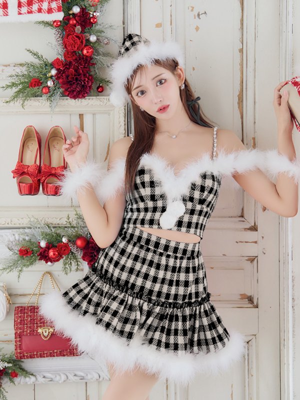 画像16: 【ノベルティ対象】【即日発送！】【サンタコス 5点セット】【XS-XLサイズ/2カラー】ギンガムチェックフレアサンタ[YMT] (16)