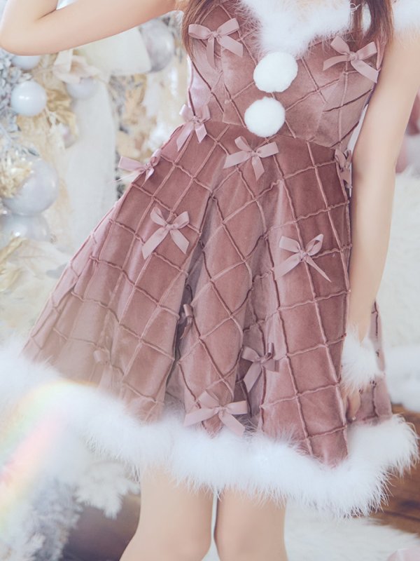 画像30: 【ノベルティ対象】【即日発送！】【サンタコス 4点セット】【XS-XLサイズ/2カラー】リボンモチーフパールショルダーフレアサンタ[YMT] (30)