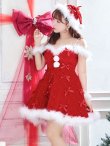 画像10: 【即日発送！】【サンタコス 4点セット】【XS-XLサイズ/2カラー】リボンモチーフパールショルダーフレアサンタ[YMT] (10)