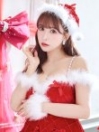 画像15: 【即日発送！】【サンタコス 4点セット】【XS-XLサイズ/2カラー】リボンモチーフパールショルダーフレアサンタ[YMT] (15)