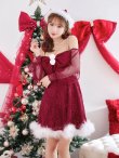 画像7: 【即日発送！】【サンタコス 3点セット】【XS-Lサイズ/2カラー】フロントビッグリボンオフショル袖付きフレアサンタ[YMT] (7)