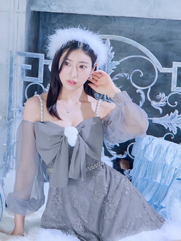 画像39: 【ノベルティ対象】【即日発送！】【サンタコス 3点セット】【XS-Lサイズ/2カラー】フロントビッグリボンオフショル袖付きフレアサンタ[YMT] (39)