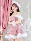 画像2: 【即日発送！】【サンタコス 5点セット】【XS-XLサイズ/2カラー】フロントリボンセットアップツイードサンタ[YMT] (2)