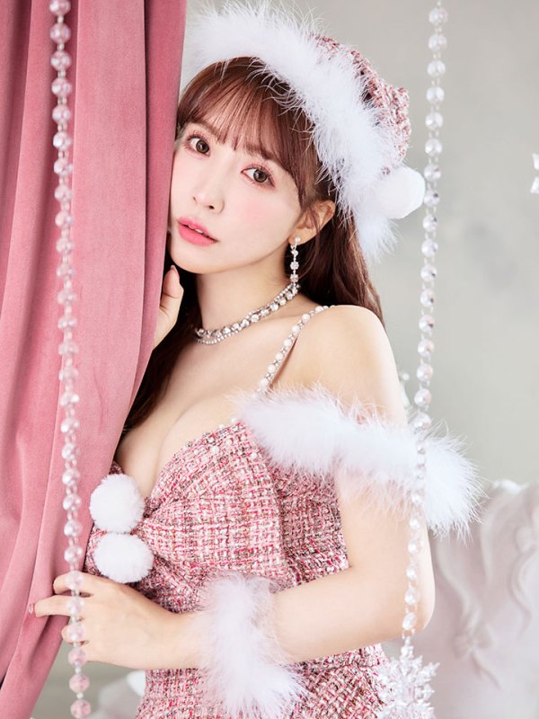 画像3: 【即日発送！】【サンタコス 5点セット】【XS-XLサイズ/2カラー】フロントリボンセットアップツイードサンタ[OF04] (3)