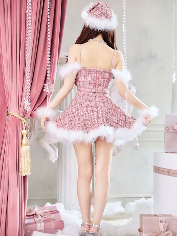 画像5: 【即日発送！】【サンタコス 5点セット】【XS-XLサイズ/2カラー】フロントリボンセットアップツイードサンタ[OF04] (5)