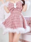 画像7: 【即日発送！】【サンタコス 5点セット】【XS-XLサイズ/2カラー】フロントリボンセットアップツイードサンタ[YMT] (7)