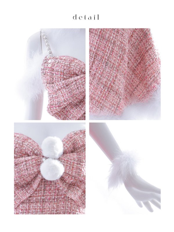 画像23: 【即日発送！】【サンタコス 5点セット】【XS-XLサイズ/2カラー】フロントリボンセットアップツイードサンタ[OF04] (23)