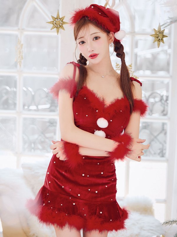 画像18: 【ノベルティ対象】【即日発送！】【サンタコス 5点セット】【XS-XLサイズ/3カラー】セットアップフレアミニサンタ[YMT] (18)