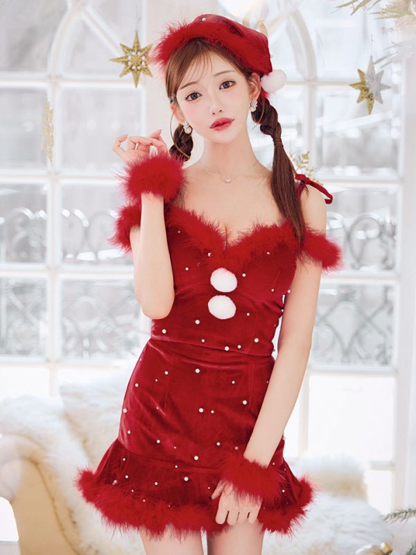 画像14: 【ノベルティ対象】【即日発送！】【サンタコス 5点セット】【XS-XLサイズ/3カラー】セットアップフレアミニサンタ[YMT] (14)