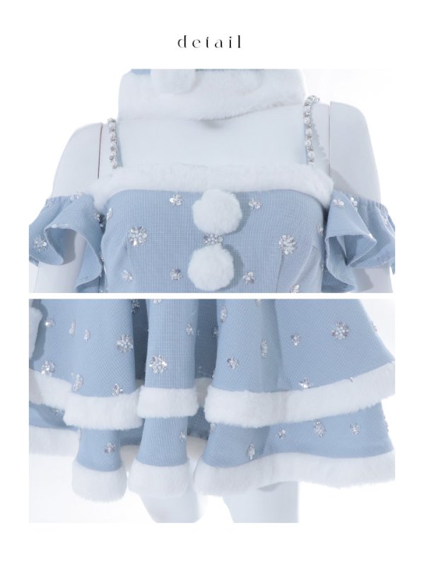 画像27: 【ノベルティ対象】【即日発送！】【サンタコス 5点セット】【XS-XLサイズ/3カラー】ケープ付きフレアサンタコスプレ[YMT] (27)