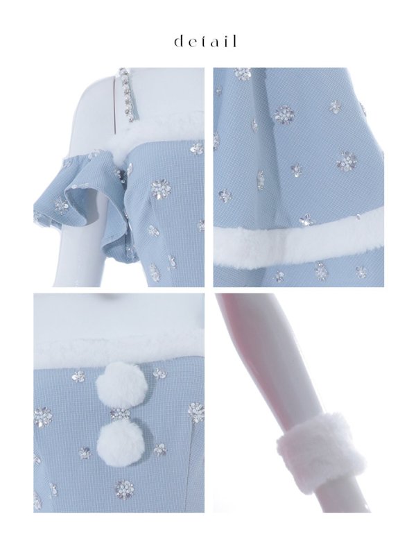 画像28: 【ノベルティ対象】【即日発送！】【サンタコス 5点セット】【XS-XLサイズ/3カラー】ケープ付きフレアサンタコスプレ[YMT] (28)