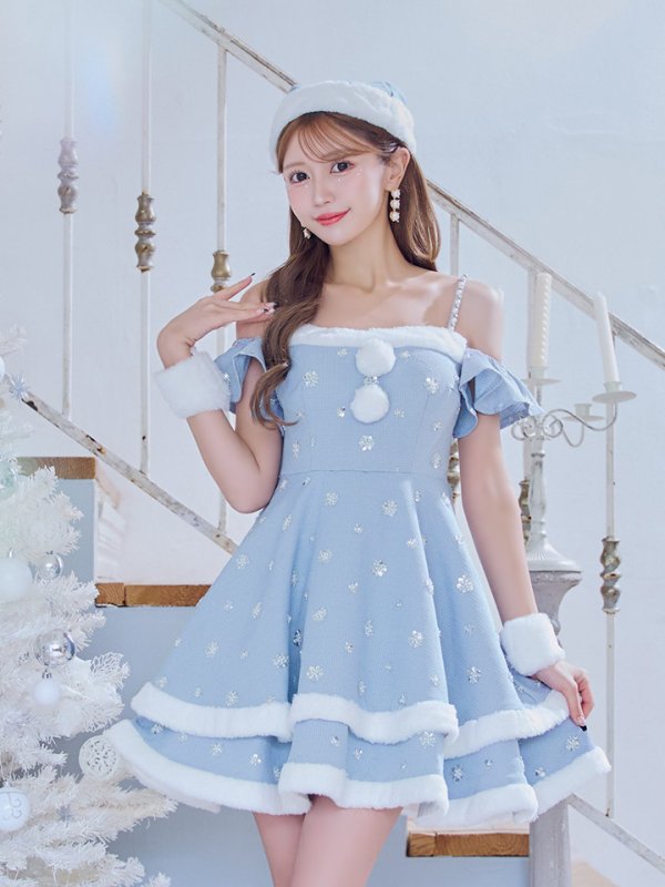 画像18: 【ノベルティ対象】【即日発送！】【サンタコス 5点セット】【XS-XLサイズ/3カラー】ケープ付きフレアサンタコスプレ[YMT] (18)