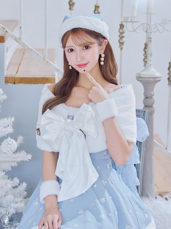 画像20: 【ノベルティ対象】【即日発送！】【サンタコス 5点セット】【XS-XLサイズ/3カラー】ケープ付きフレアサンタコスプレ[YMT] (20)