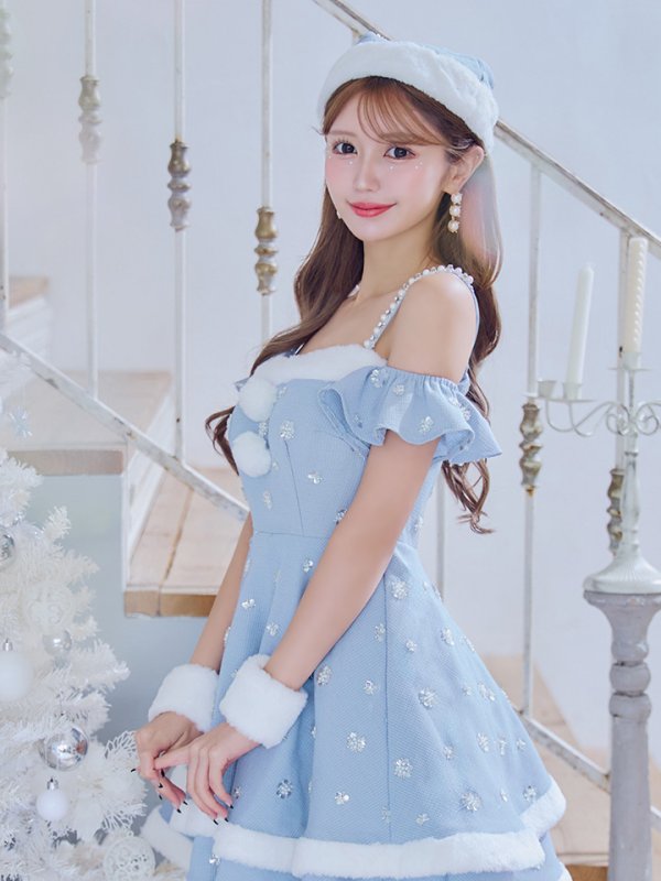 画像23: 【ノベルティ対象】【即日発送！】【サンタコス 5点セット】【XS-XLサイズ/3カラー】ケープ付きフレアサンタコスプレ[YMT] (23)