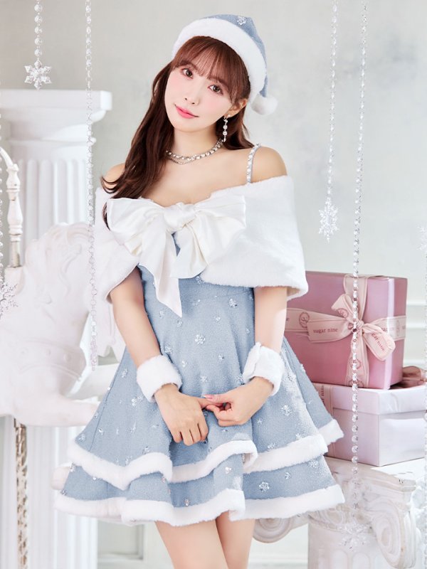 画像12: 【即日発送！】【サンタコス 5点セット】【XS-XLサイズ/4カラー】ケープ付きフレアサンタコスプレ[OF04] (12)