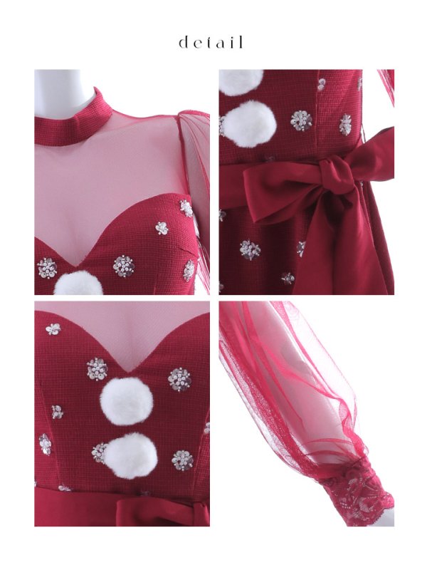 画像42: 【ノベルティ対象】【即日発送！】【サンタコス 4点セット】【XS-XLサイズ/1カラー】チュールロングスリーブハイネックサンタ[YMT] (42)