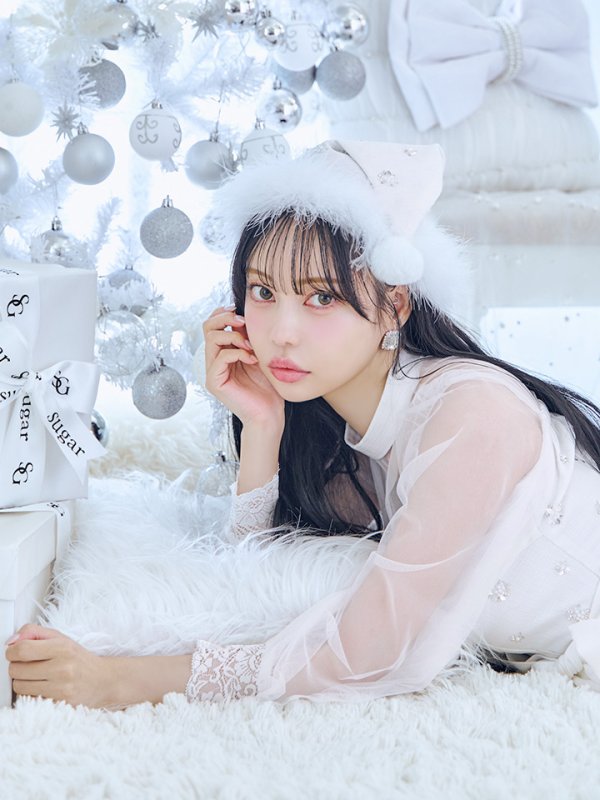 画像7: 【ノベルティ対象】【即日発送！】【サンタコス 4点セット】【XS-XLサイズ/2カラー】チュールロングスリーブハイネックサンタ[YMT] (7)