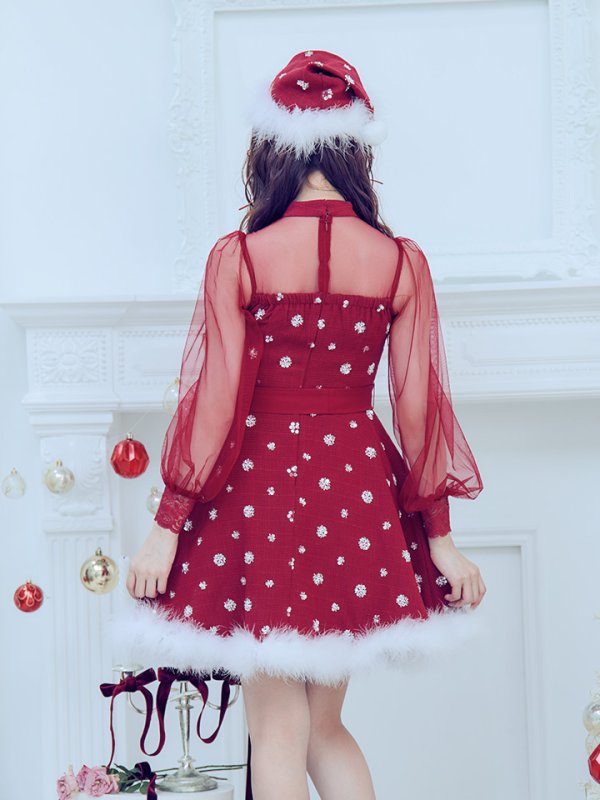 画像22: 【ノベルティ対象】【即日発送！】【サンタコス 4点セット】【XS-XLサイズ/2カラー】チュールロングスリーブハイネックサンタ[YMT] (22)