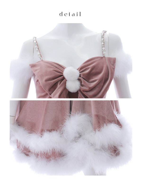 画像40: 【ノベルティ対象】【即日発送！】【サンタコス 4点セット】【XS-Lサイズ/4カラー】フロントビッグリボンオフショルフレアサンタ[YMT] (40)