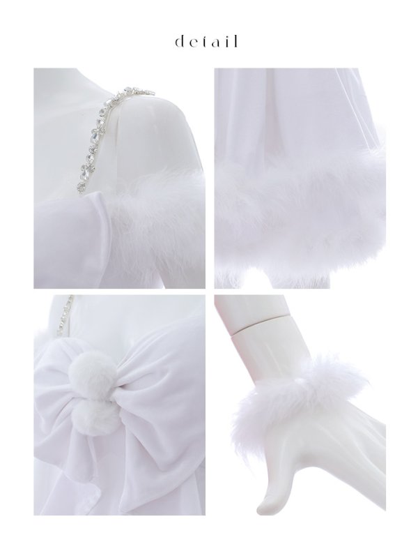 画像43: 【即日発送！】【サンタコス 4点セット】【XS-Lサイズ/4カラー】フロントビッグリボンオフショルフレアサンタ[OF04] (43)