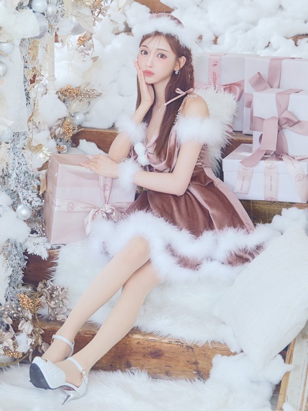 画像20: 【ノベルティ対象】【即日発送！】【サンタコス 4点セット】【XS-Lサイズ/4カラー】フロントビッグリボンオフショルフレアサンタ[YMT] (20)