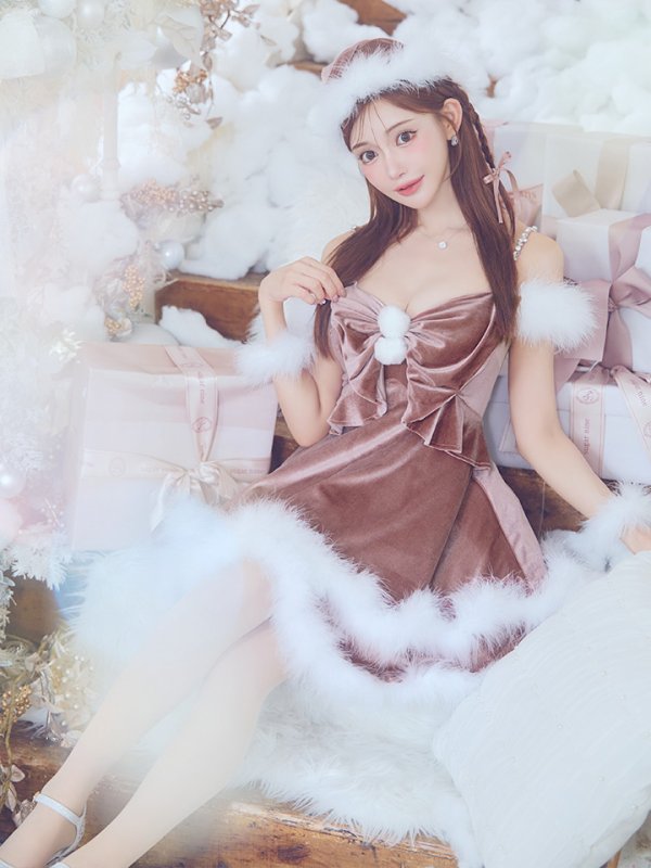 画像19: 【ノベルティ対象】【即日発送！】【サンタコス 4点セット】【XS-Lサイズ/4カラー】フロントビッグリボンオフショルフレアサンタ[YMT] (19)