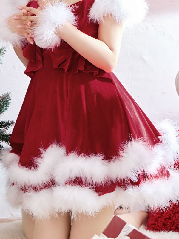 画像27: 【ノベルティ対象】【即日発送！】【サンタコス 4点セット】【XS-Lサイズ/4カラー】フロントビッグリボンオフショルフレアサンタ[YMT] (27)