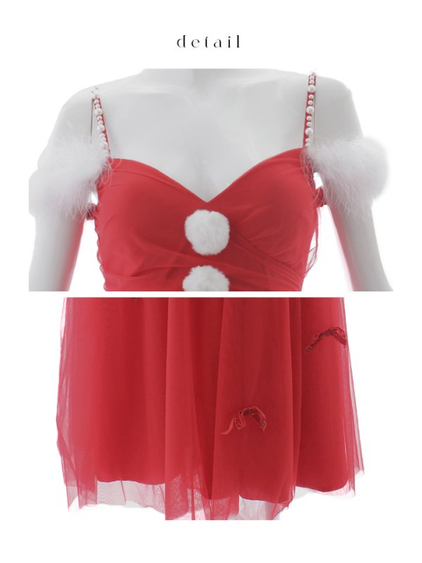 画像18: 【ノベルティ対象】【即日発送】【サンタコス 4点セット】【S-XLサイズ/1カラー】ミディアムスカートキャミリボンサンタコスプレ[YMT] (18)