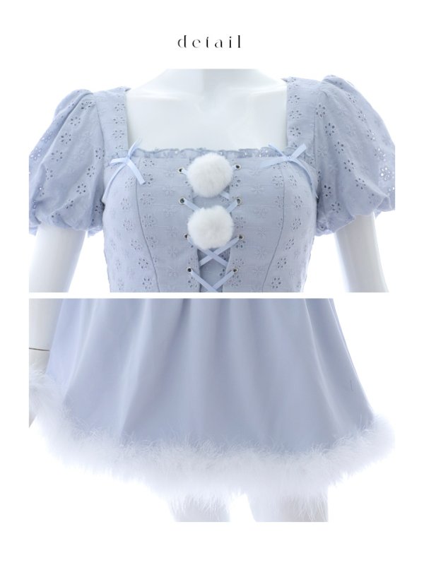 画像18: 【ノベルティ対象】【即日発送！】【サンタコス 5点セット】【S-Lサイズ/1カラー】セットアップリボンサンタコスプレ[YMT] (18)