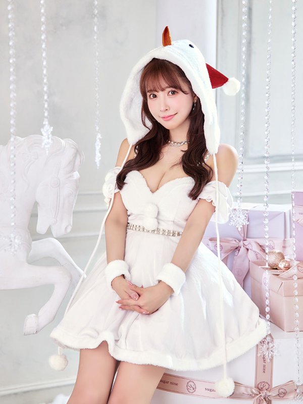 画像13: 【即日発送！】【サンタコス 4点セット】【XS-XLサイズ/1カラー】雪だるまオフショルフレアスカートコスプレ[YMT] (13)