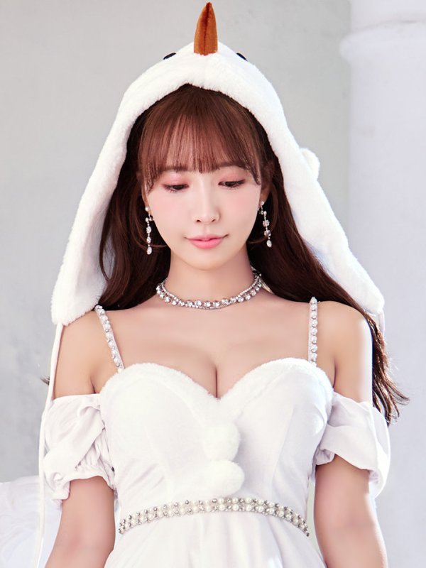 画像6: 【即日発送！】【サンタコス 4点セット】【XS-XLサイズ/1カラー】雪だるまオフショルフレアスカートコスプレ[YMT] (6)