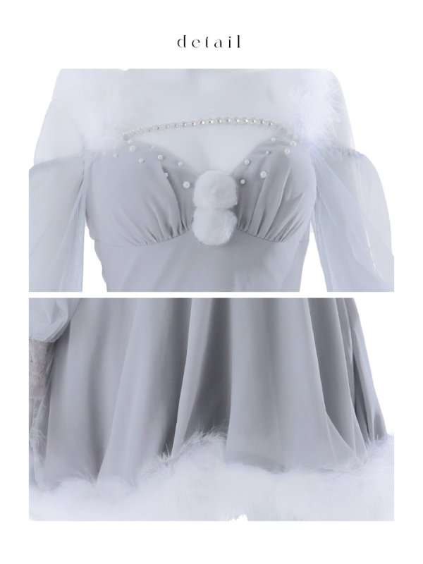 画像38: 【ノベルティ対象】【即日発送】【サンタコス 3点セット】【XS-XLサイズ/2カラー】シアーチュールオフショルダーサンタコスプレ[OF04] (38)