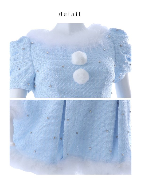 画像43: 【ノベルティ対象】【即日発送！】【サンタコス 4点セット】【XS-XLサイズ/3カラー】ツイードビジュープリーツスカートサンタコスプレ[YMT] (43)