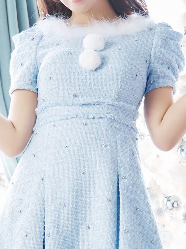 画像9: 【ノベルティ対象】【即日発送！】【サンタコス 4点セット】【XS-XLサイズ/3カラー】ツイードビジュープリーツスカートサンタコスプレ[YMT] (9)