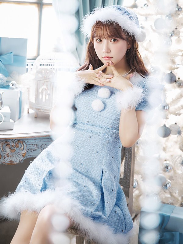 画像16: 【ノベルティ対象】【即日発送！】【サンタコス 4点セット】【XS-XLサイズ/3カラー】ツイードビジュープリーツスカートサンタコスプレ[YMT] (16)