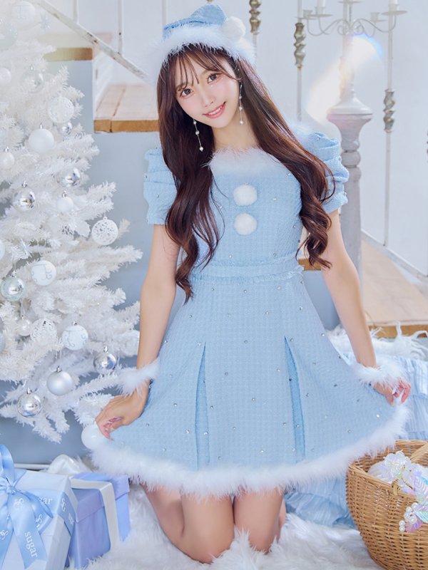 画像35: 【ノベルティ対象】【即日発送！】【サンタコス 4点セット】【XS-XLサイズ/3カラー】ツイードビジュープリーツスカートサンタコスプレ[YMT] (35)