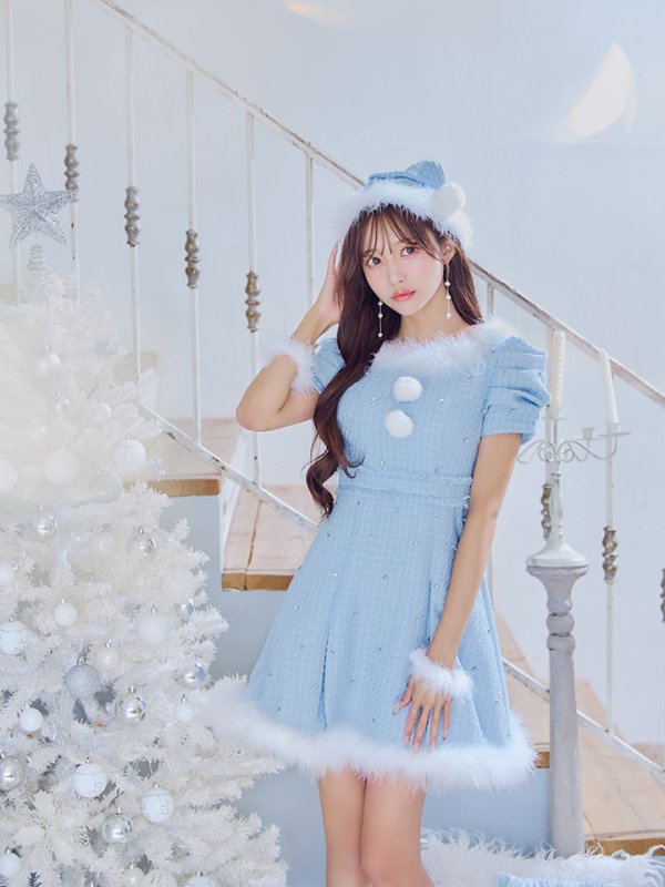 画像23: 【ノベルティ対象】【即日発送！】【サンタコス 4点セット】【XS-XLサイズ/3カラー】ツイードビジュープリーツスカートサンタコスプレ[YMT] (23)