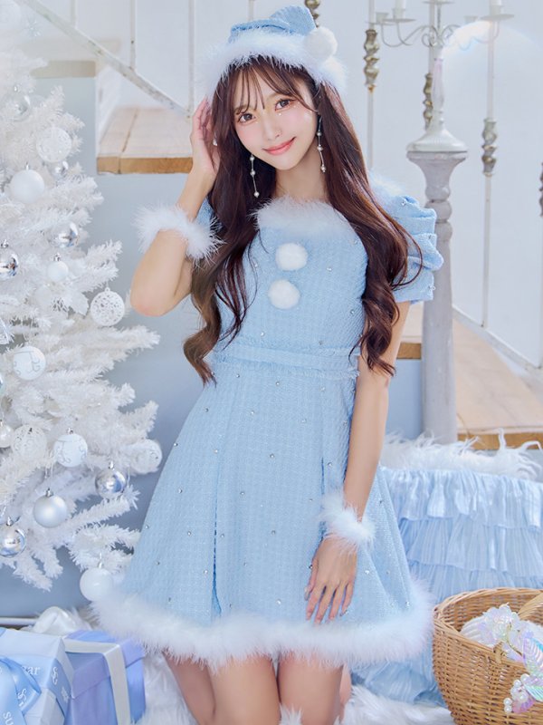 画像31: 【ノベルティ対象】【即日発送！】【サンタコス 4点セット】【XS-XLサイズ/3カラー】ツイードビジュープリーツスカートサンタコスプレ[YMT] (31)