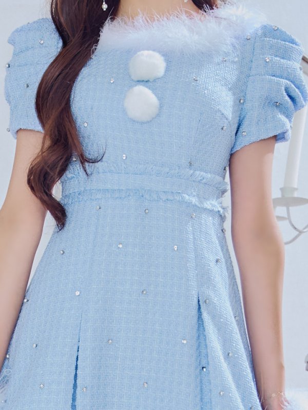 画像15: 【ノベルティ対象】【即日発送！】【サンタコス 4点セット】【XS-XLサイズ/3カラー】ツイードビジュープリーツスカートサンタコスプレ[YMT] (15)