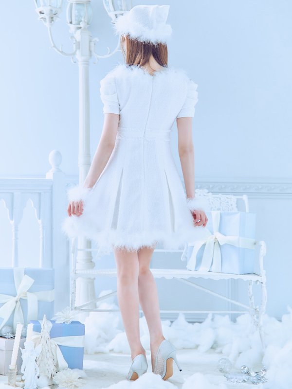 画像5: 【即日発送！】【サンタコス 4点セット】【XS-XLサイズ/3カラー】ツイードビジュープリーツスカートサンタコスプレ[OF04] (5)