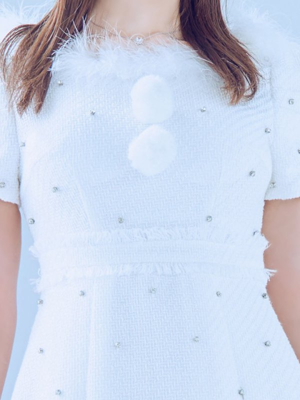 画像6: 【即日発送！】【サンタコス 4点セット】【XS-XLサイズ/3カラー】ツイードビジュープリーツスカートサンタコスプレ[OF04] (6)