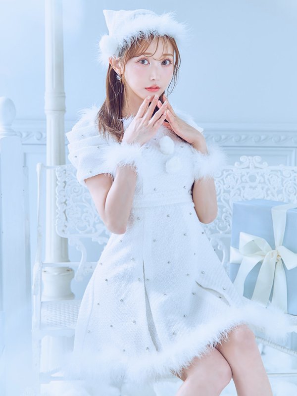 画像40: 【ノベルティ対象】【即日発送！】【サンタコス 4点セット】【XS-XLサイズ/3カラー】ツイードビジュープリーツスカートサンタコスプレ[YMT] (40)