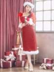 画像33: 【即日発送！】【サンタコス 4点セット】【S-Lサイズ/2カラー】リボンショルダーツイードビジューミディアムサンタコスプレ[YMT] (33)
