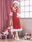 画像25: 【即日発送！】【サンタコス 4点セット】【S-Lサイズ/2カラー】リボンショルダーツイードビジューミディアムサンタコスプレ[YMT] (25)