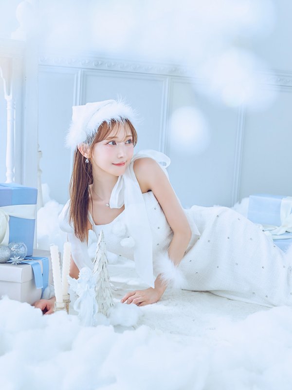 画像16: 【即日発送！】【サンタコス 4点セット】【S-Lサイズ/2カラー】リボンショルダーツイードビジューミディアムサンタコスプレ[YMT] (16)