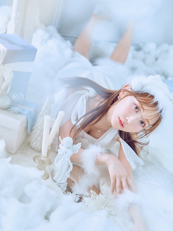 画像21: 【即日発送！】【サンタコス 4点セット】【S-Lサイズ/2カラー】リボンショルダーツイードビジューミディアムサンタコスプレ[YMT] (21)