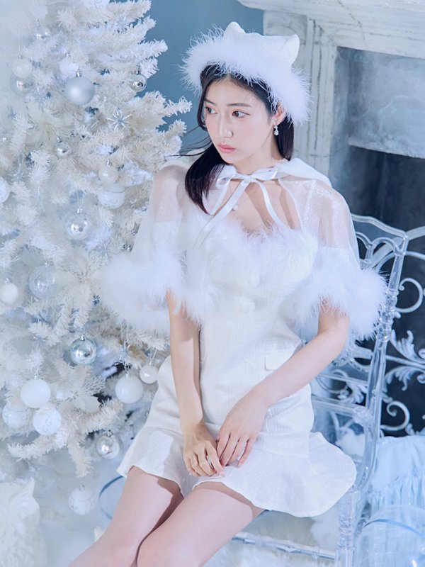 画像14: 【即日発送】【サンタコス 5点セット】【S-Lサイズ/1カラー】ポンチョ付きベアトップマーメイドスカートサンタコスプレ[OF04] (14)