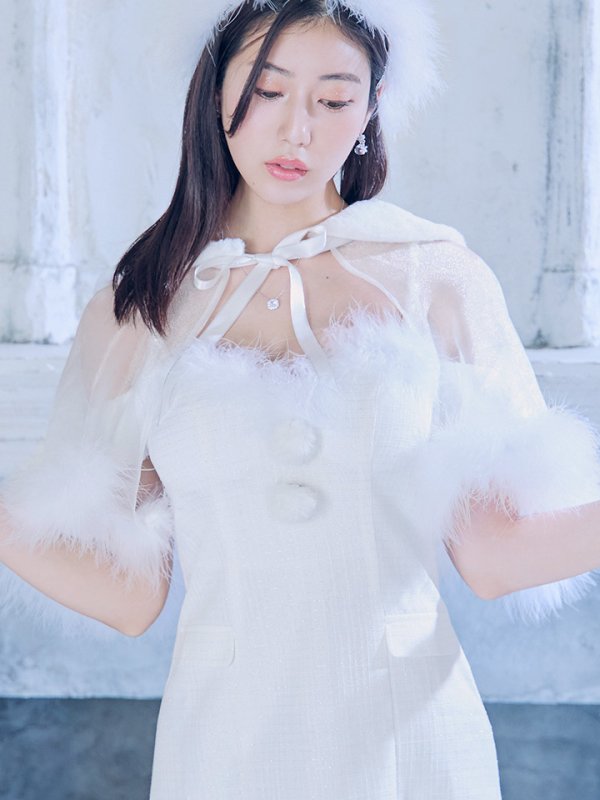 画像9: 【即日発送】【サンタコス 5点セット】【S-Lサイズ/1カラー】ポンチョ付きベアトップマーメイドスカートサンタコスプレ[OF04] (9)