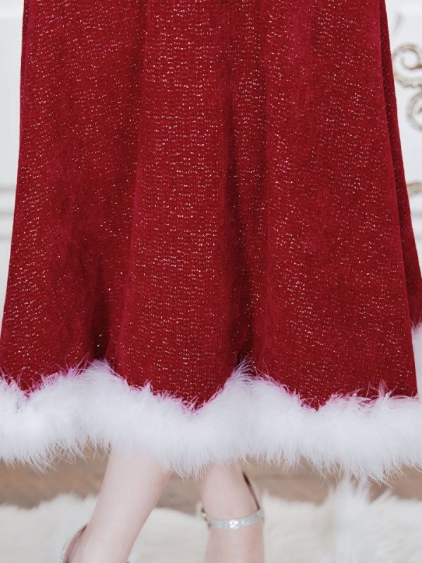 画像18: 【ノベルティ対象】【即日発送！】【サンタコス 5点セット】【S-Lサイズ/1カラー】セットアップ襟付きミディアムサンタコスプレ[YMT] (18)